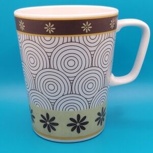 IKEA Retro Swirl Floral Ceramic Coffee Mug 12 oz Scandinavian Y2K
